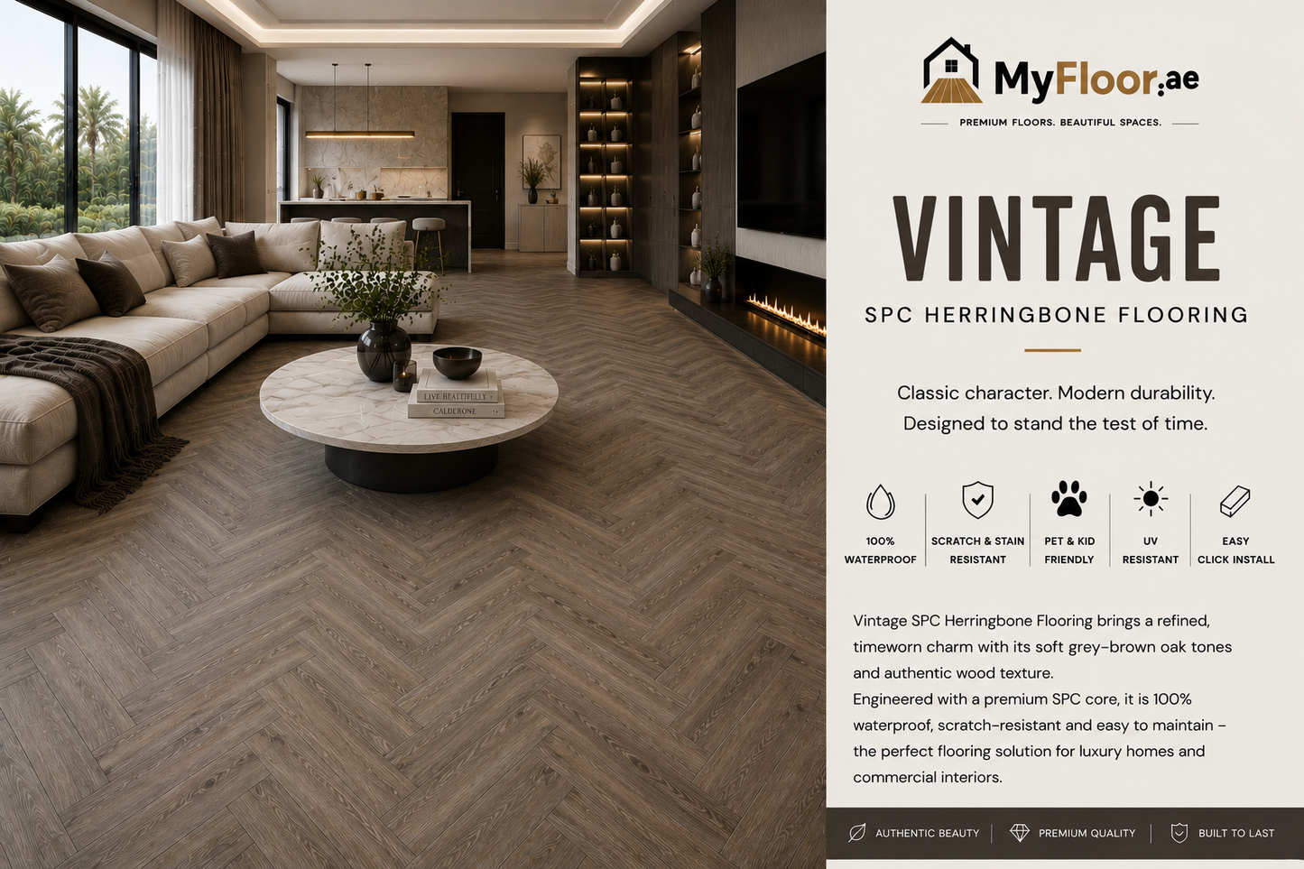Vintage SPC Herringbone Flooring
